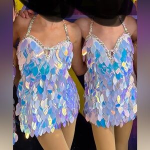 Glamour Iridescent Blue Sequin Dance Costume